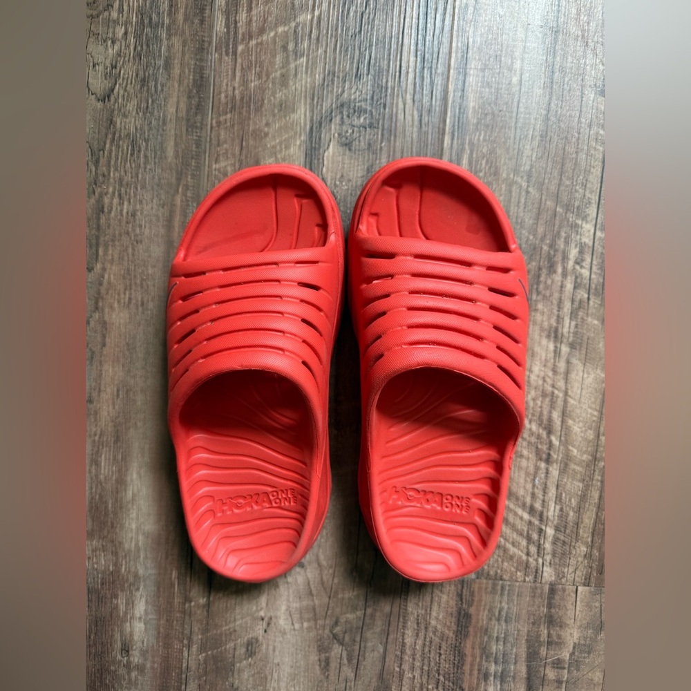 Hoka Red Slides size 8